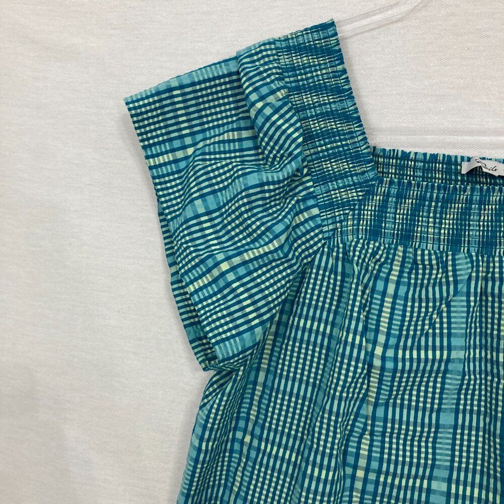 Rails Blue Green Augusta Mini Check Square Neck T… - image 6